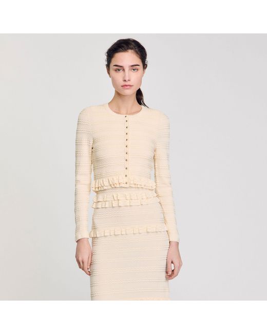 Sandro Natural Ruffled Cardigan