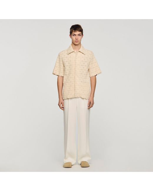Sandro Natural Cotton Broderie Anglaise Shirt for men