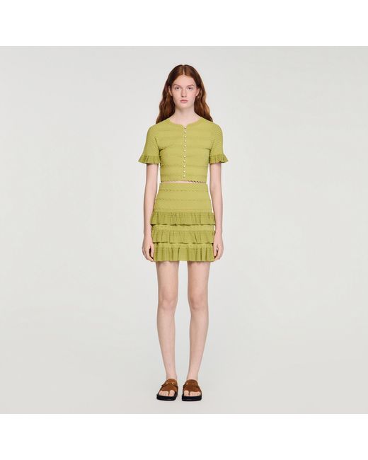 Sandro Yellow Short Ruffled Skirt