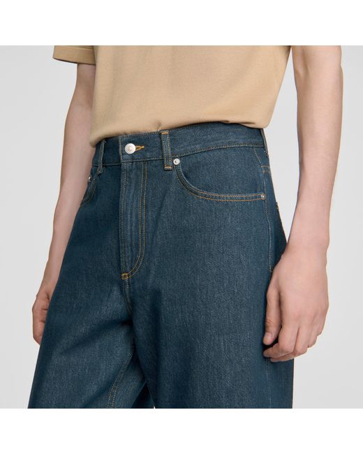 Sandro Blue Baggy Faded-Effect Jeans for men