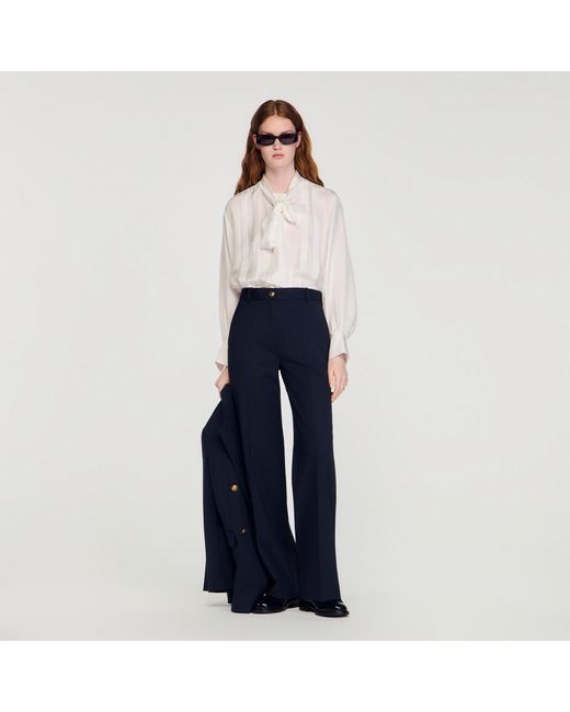 Sandro Blue Chalk-Striped Trousers