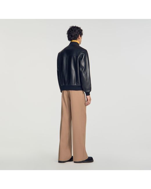 Sandro Blue Leather Jacket for men