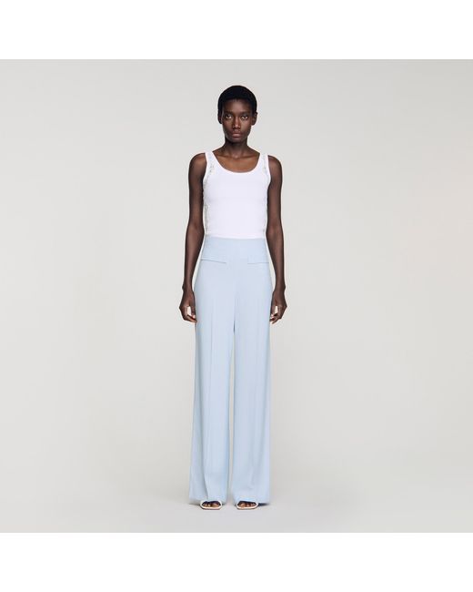 Sandro Blue Striped Sequin Trousers