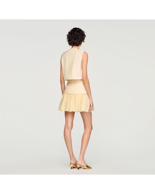 Sandro Natural Mini Pleated Skirt