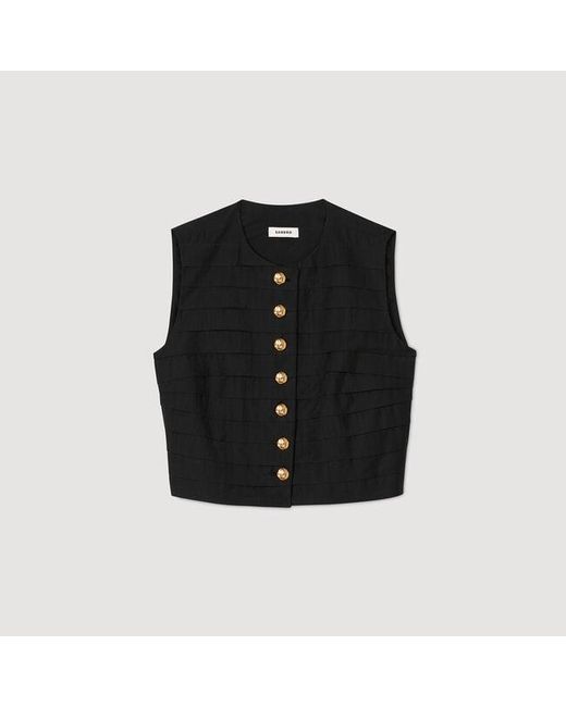 Sandro Blue Pleated Crop Top