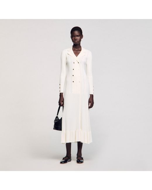 Sandro Knit Maxi Dress in Natural | Lyst UK Sandro Knit Maxi Dress in Natural | Lyst UK