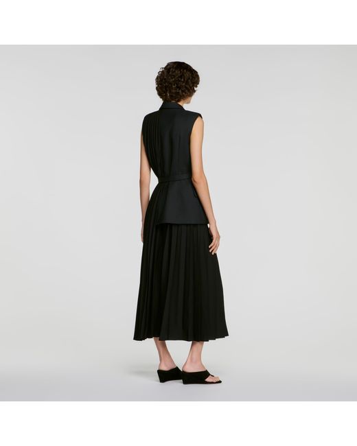 Sandro Black 2-In-1 Wraparound Maxi Dress