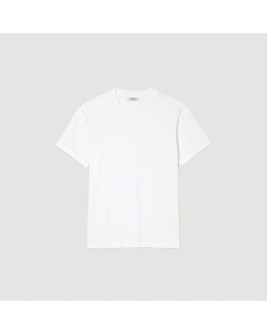 Sandro White Cotton T-Shirt for men