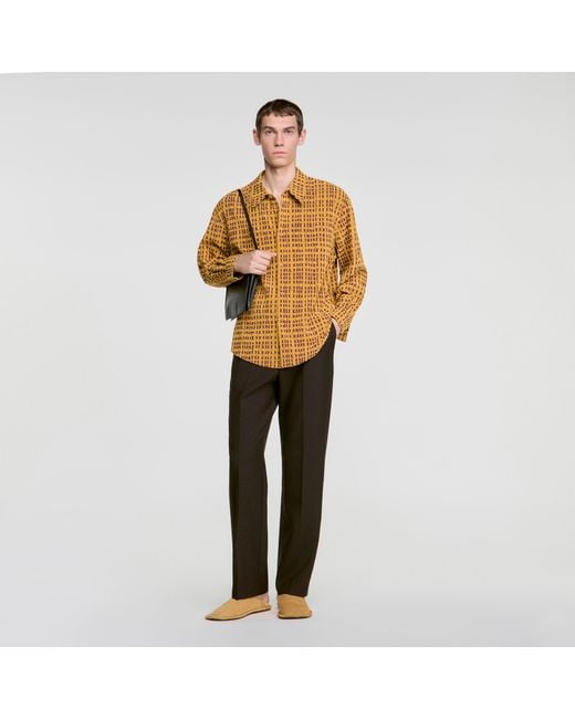 Sandro Metallic Shirt With Velvet Flocking for men
