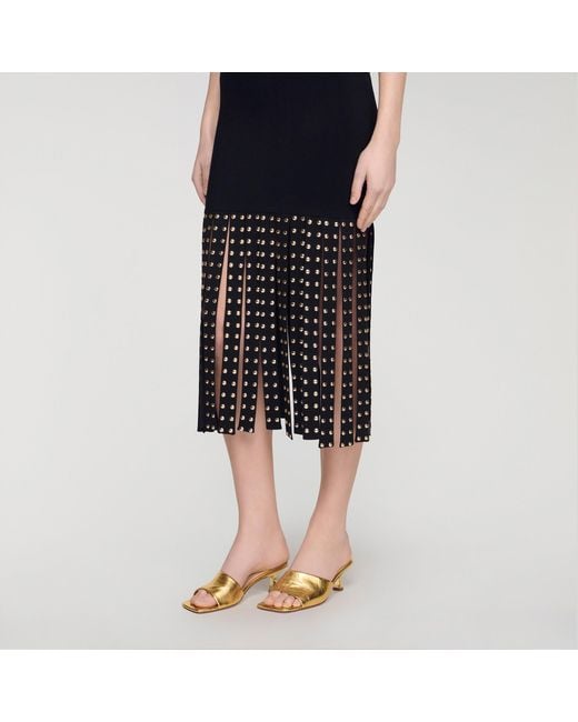 Sandro Heeled Metallic Leather Mules