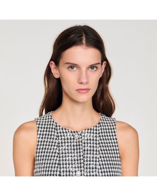 Sandro Multicolor Tweed And Sequin Short Dress