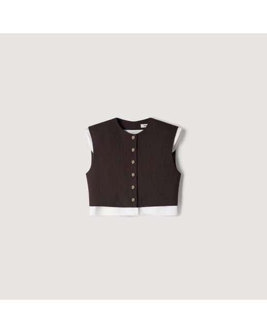 Sandro Blue 2-In-1 Wool Crop Top