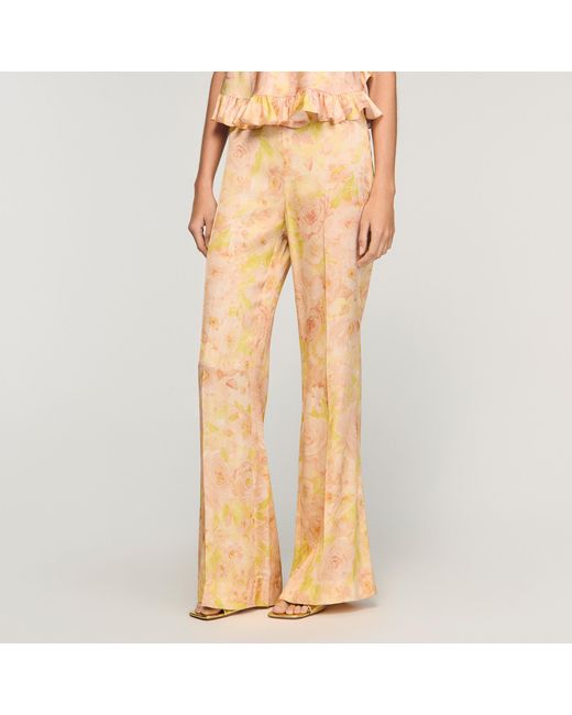 Sandro Natural Floral-Print Floaty Trousers