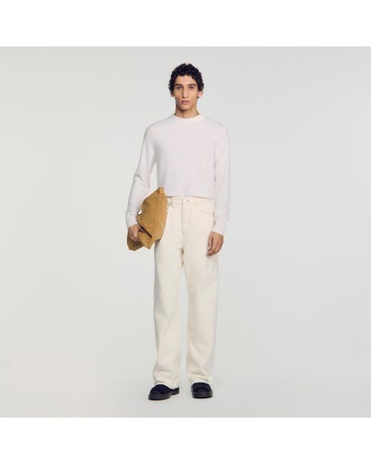 Sandro White Baggy Contrast Jeans for men