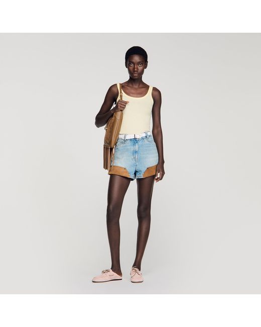 Sandro Blue Ribbed Vest Top