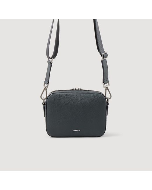 Sandro Black Small Reconstituted Leather Bag for men