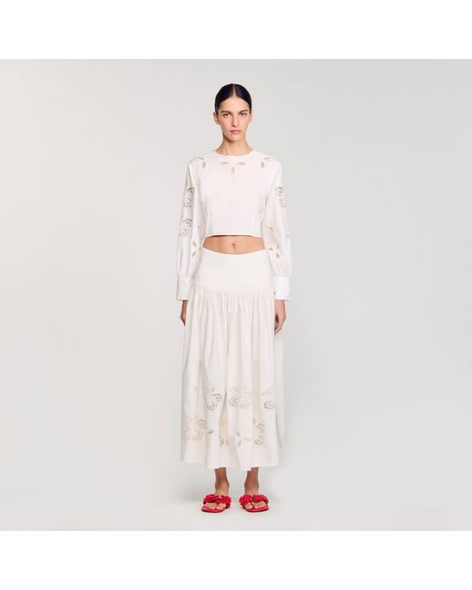 Sandro Pink Poplin Crop Top