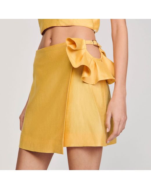 Sandro Metallic Short Skirt With Ruffled Detail