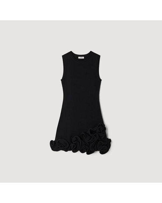 Sandro Blue Floral Knit Short Dress
