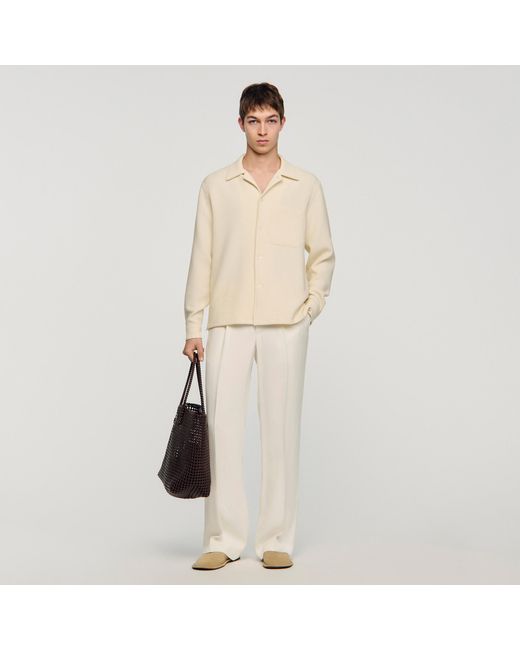 Sandro Natural Textured Shark Collar Shirt for men