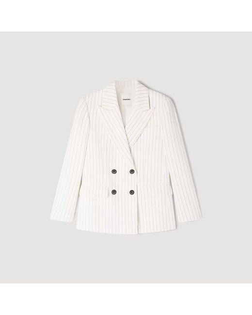 Sandro White Striped Suit Jacket