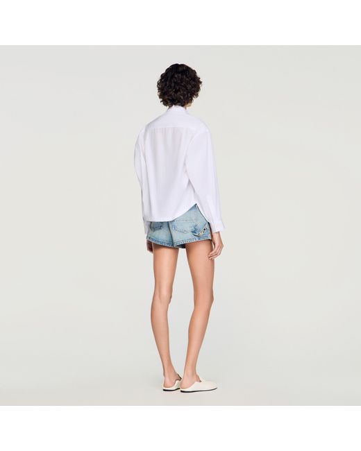 Sandro Blue Embroidered Shirt