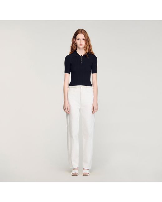 Sandro Blue Knit Polo Shirt
