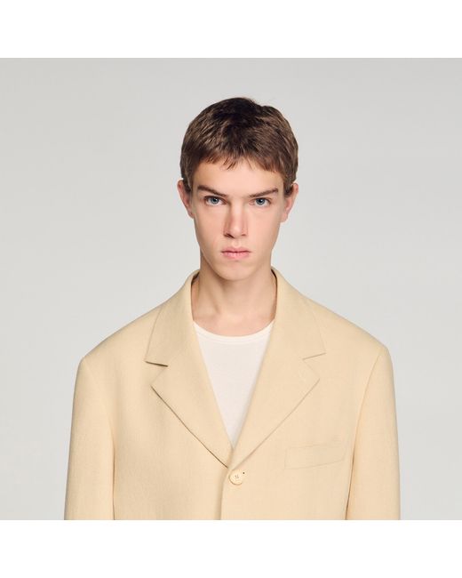 Sandro Natural Oversized Linen Suit Jacket for men
