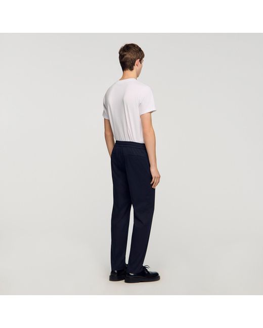 Sandro Blue Elasticated Straight-Leg Trousers for men