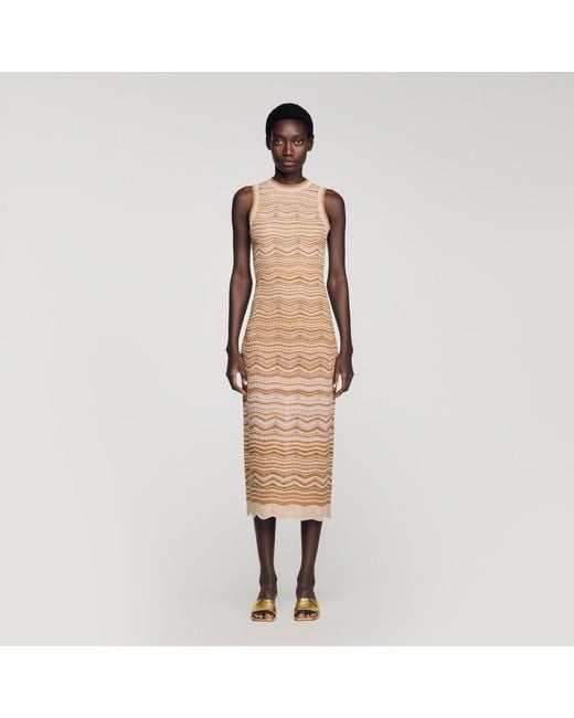 Sandro Natural Fancy Knit Maxi Dress