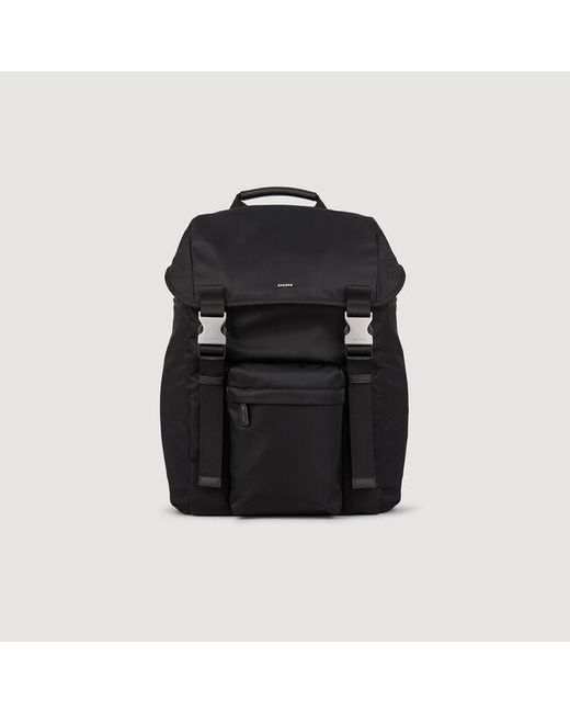 Sandro Black Recycled Leather Backpack for men