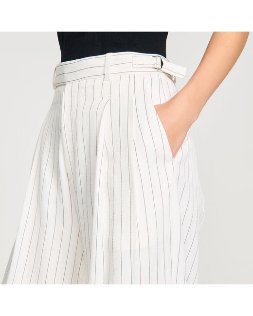 Sandro White Striped Suit Trousers