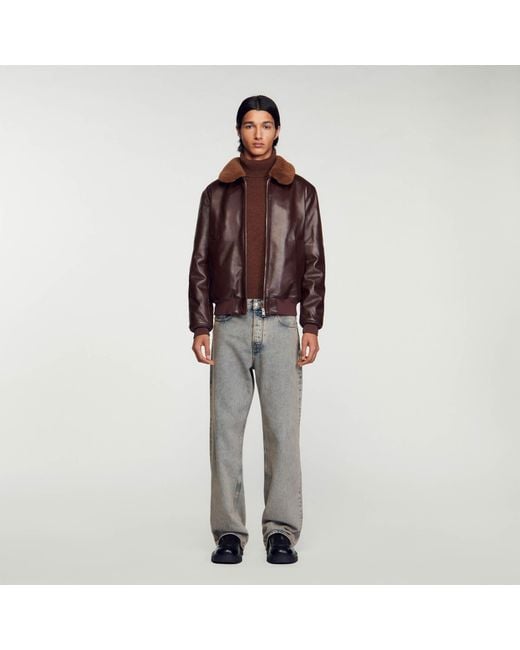 Sandro Red Leather Jacket for men