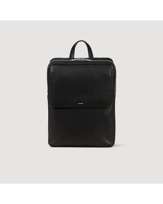 Sandro Black Recycled Leather Backpack for men