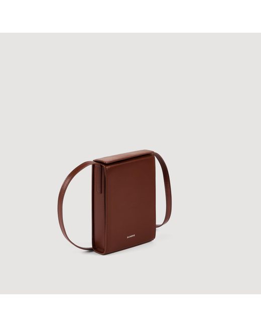 Sandro Brown Leather Logo Phone Holder for men