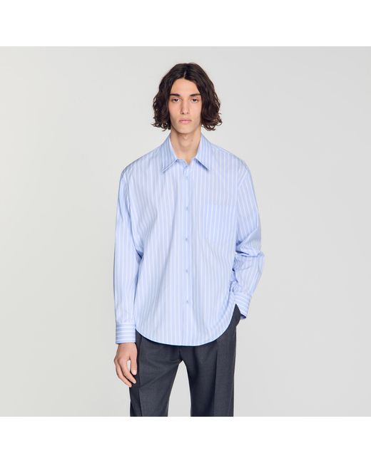 Sandro Blue Striped Cotton Shirt for men