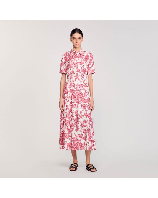 sandro pink floral dress Flower print maxi dress