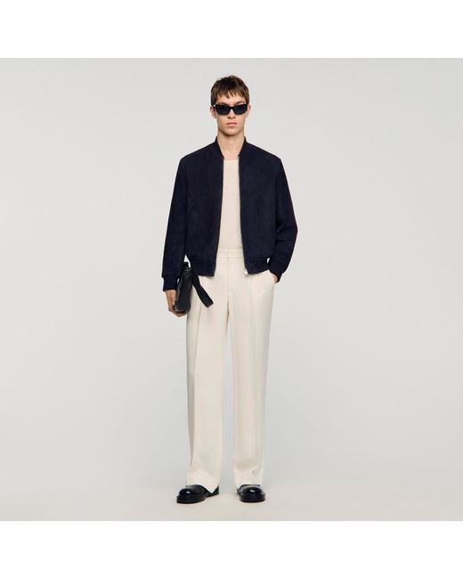 Sandro Blue Suede Zip-Up Jacket for men