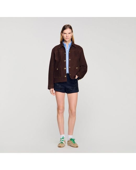 Sandro Black Suede Jacket