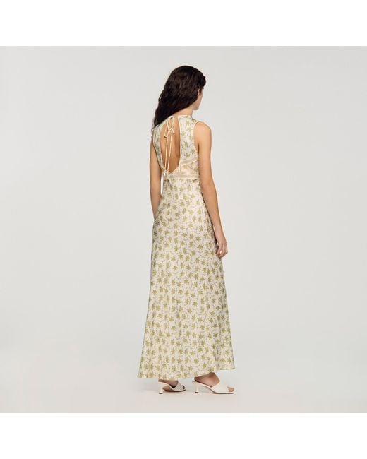 Sandro Metallic Flower Print Maxi Dress