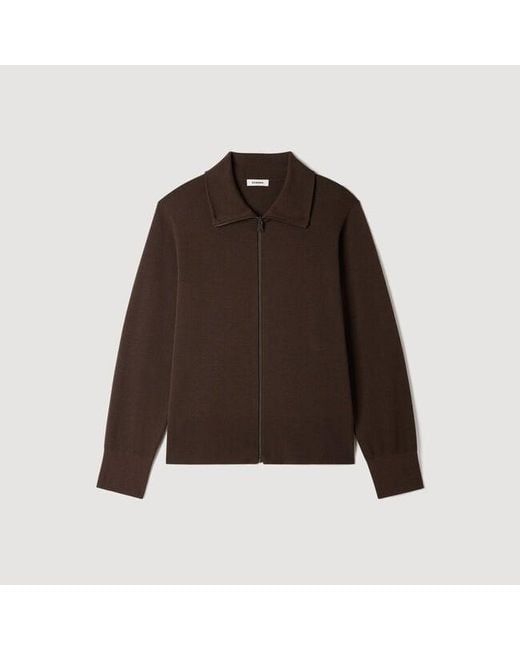 Sandro Blue Zip-Up Wool Cardigan for men