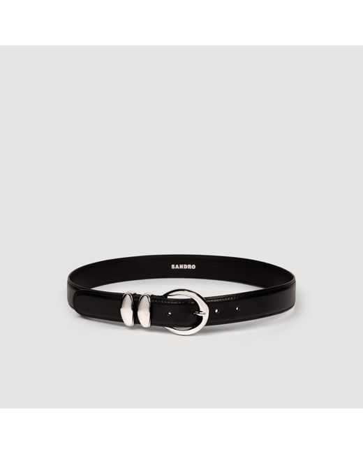 Sandro Black Smooth Leather Belt