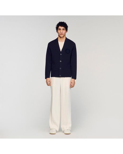 Sandro Blue Flower Crochet Cardigan for men