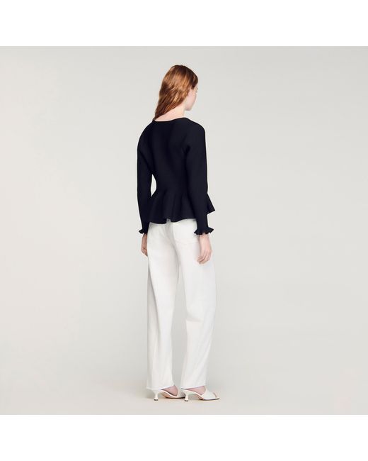 Sandro Blue Peplum Cardigan