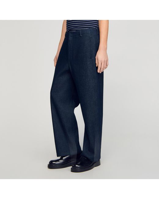 Sandro Blue Raw Barrel Jeans for men