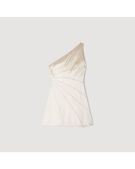 Sandro Natural Short Cutaway Satin-Effect Dress