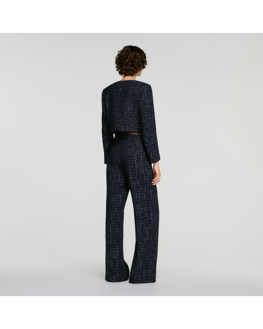 Sandro Blue Decorative Tweed Jacket