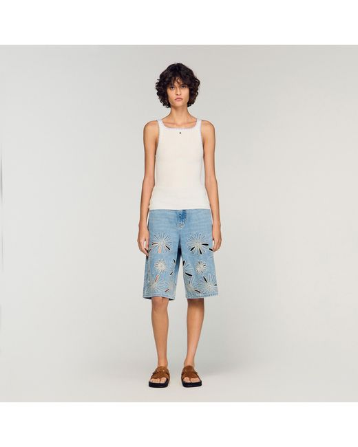 Sandro Blue Ribbed Vest Top