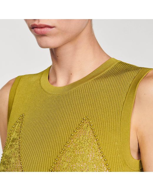 Sandro Yellow Knit Midi Dress