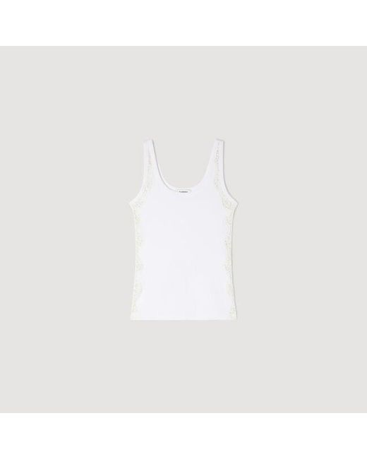 Sandro Gray Vest Top With Lace Detail